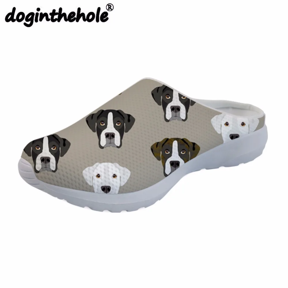 

doginthehole Mens Sport Sandals Beach Shoes Men Boxer Dog Printing Outdoor Slippers Sport Lightweight Mesh Flats Summer Shoes