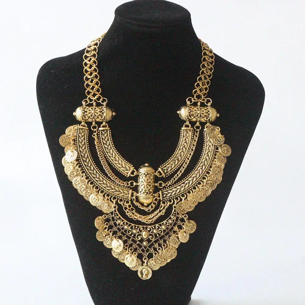 Bohemian Ethnic Necklace Women Jewelry Vintage Layered Gypsy Power Maxi