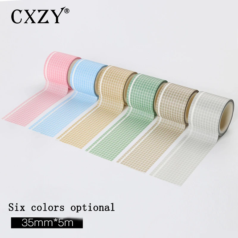 

CXZY grid washi tape pink blue green masking scrapbooking bullet journal decorative washitape adhesive planner wash craft 1J805
