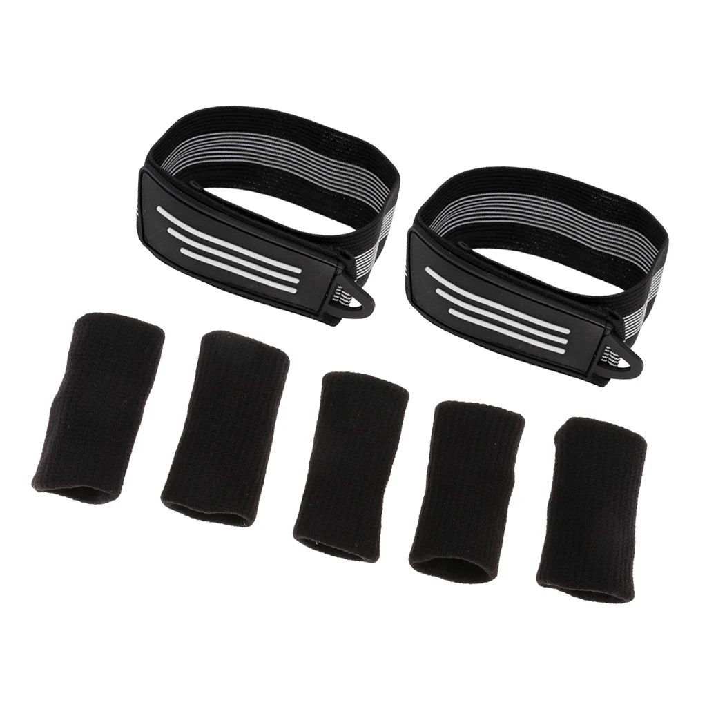 1 Pair Bike Bind Elastic Trousers Pants Band Leg Strap with Finger Protector