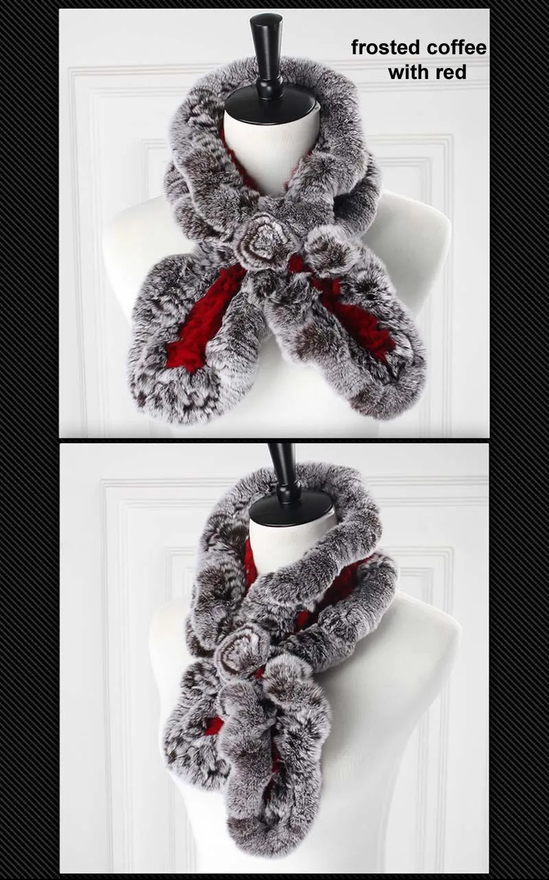 rex wavy scarf frosted coffee with red