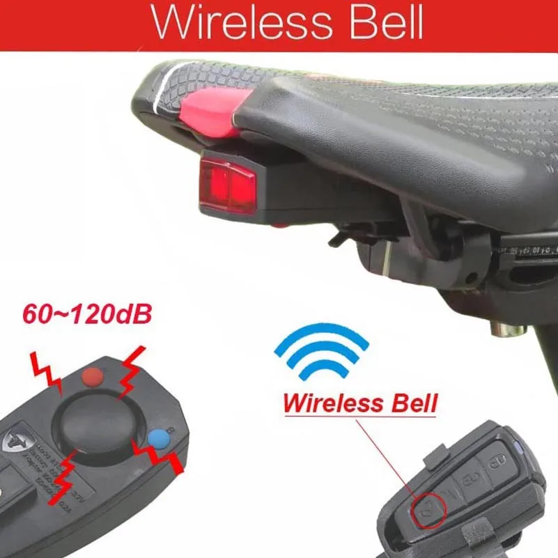 Wireless Electric Cycling Bell light Bicycle Alarm Light Cycling Taillight horn LED Anti-theft Remote bike Accessories