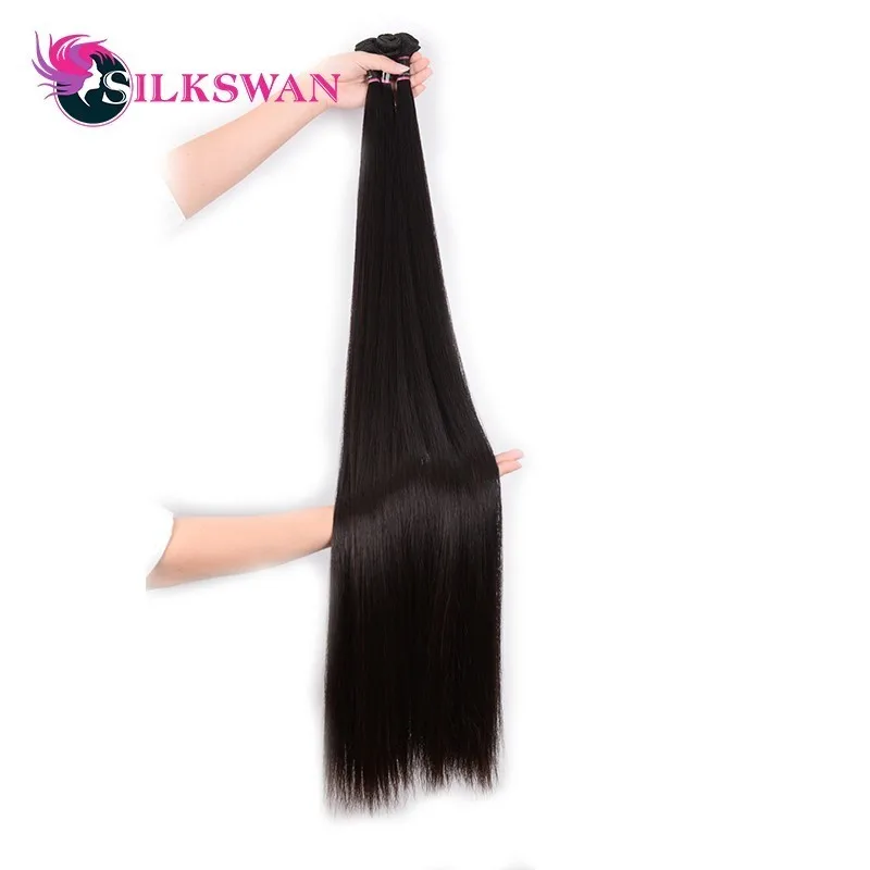Silkswan Straight 10-30 Inch Human Hair Extensions 100% Remy Hair 30 32 34 36 38 40 42 50 Inch Brazilian Hair Weave Bundles