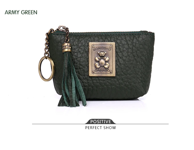 Women Mini Wallets Female Tassel Pendant Short Money Wallets Genuine Leather Lady Zipper Coin Purses Fashion Key Bag  (18)