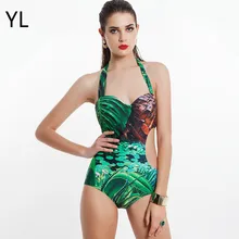 Горячая Распродажа, брендовая купальная одежда с принтом в виде листьев, Женский цельный купальный костюм, сексуальный купальный костюм с пуш-ап, высокое качество, купальный костюм на бретельках, S-XL