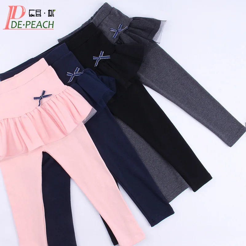 

DE PEACH Autumn Spring Kids Girls Skirt Leggings Skirt Pants Cotton Cake Lace Tutu Bow Children Trousers Girls Clothes 4-12Years
