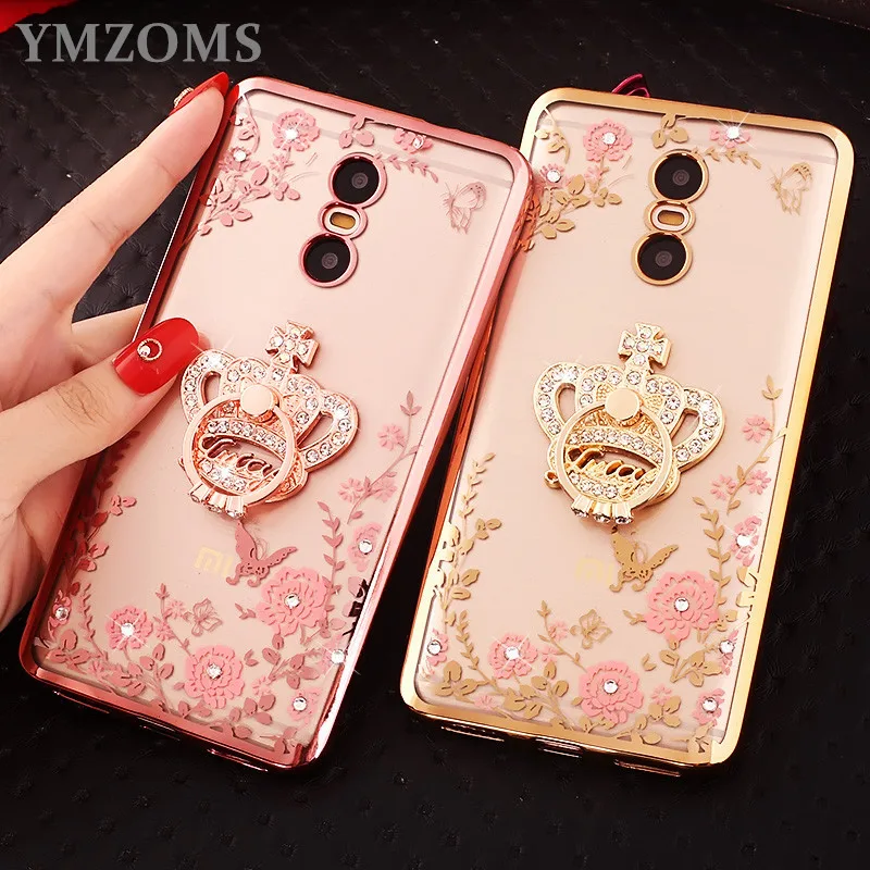 

Bling Diamond Case For XiaoMi Redmi Note 5 5A Note 4 Pro Note 3 Pro Note 2 Pro Prime Finger Ring Peacock Kitty Holder Phone Case