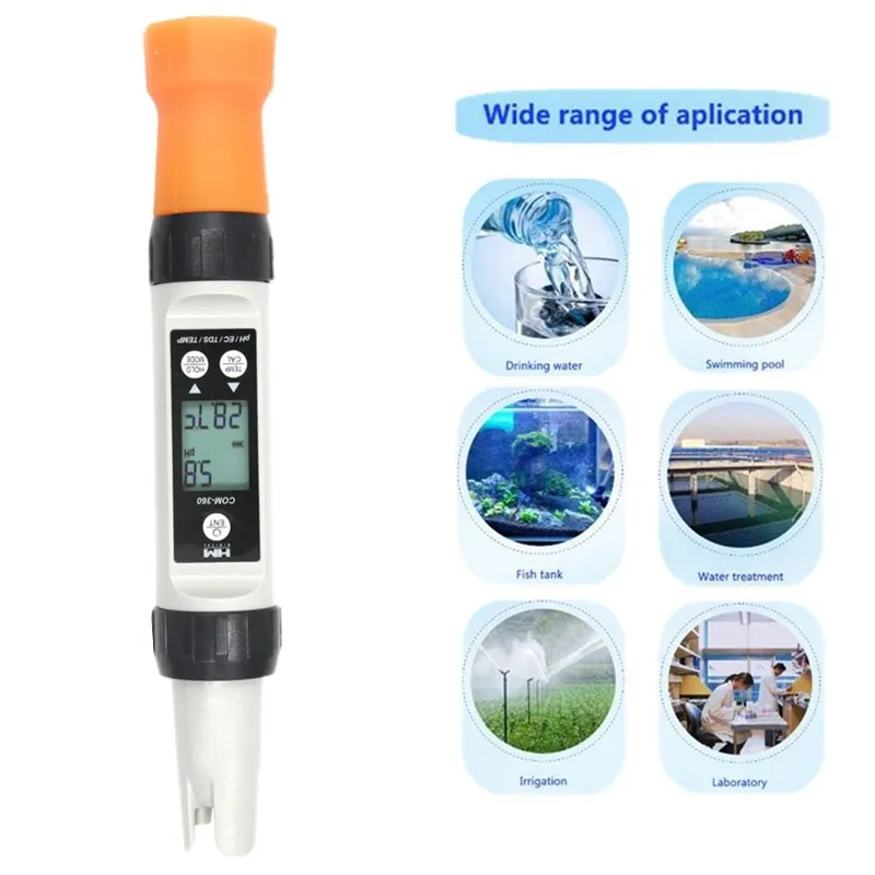 HM COM-360 Цифровой PH/TDS/EC/Temp 4 в1 метр тестер кислотности качество воды инструмент тестирования для бассейнов питьевой воды аквариум 30% скидка