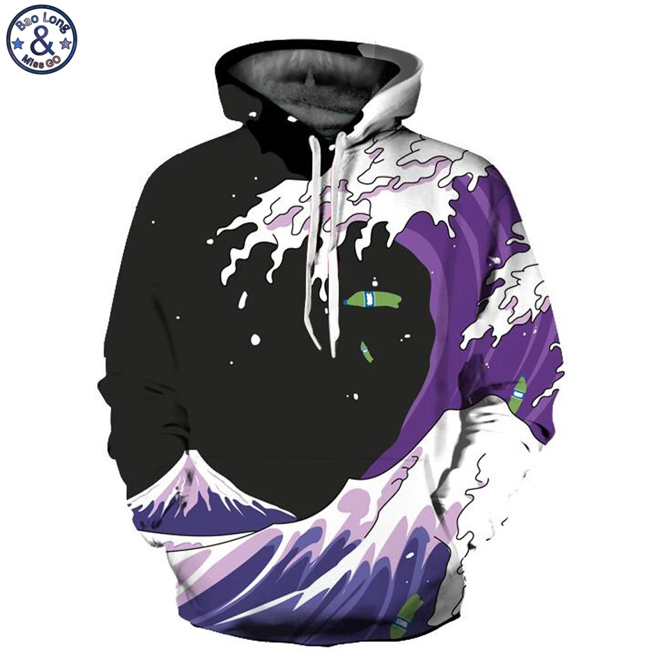 

Mr.BaoLong brand funny Purple Snow Mountain 3D printed hooded hoodies fashion men 's Drawstring thin hooded sweatshirts QL254