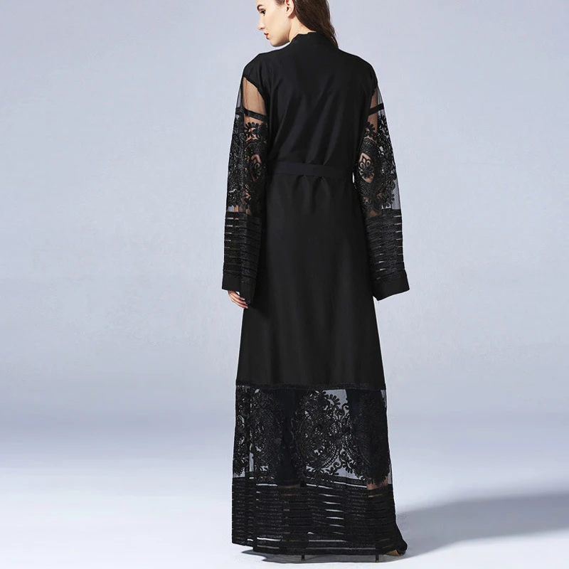 Размера плюс бархатная кружевная сетчатая кимоно Mujer длинная абайя Дубай Бохо женский Макси кардиган блузка одежда турецкая исламская одежда