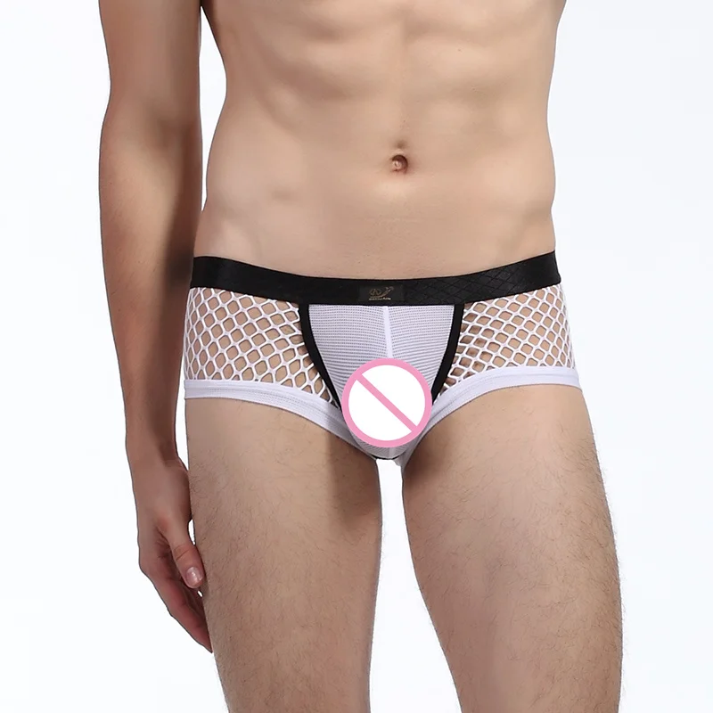 AIIOU мужские боксеры нижнее белье ультра-тонкая сетка дышащий See Through Gay U Pouch выпуклые сексуальные трусики слип Cueca боксеры нижнее белье