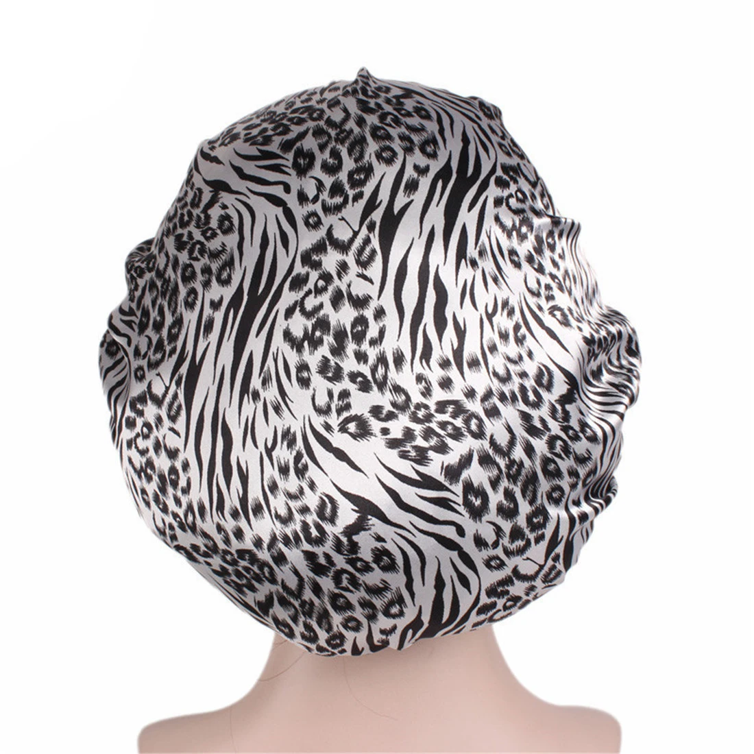Женский Леопардовый Атлас шелковая шляпа Кепка домашняя Удобная Ночная шапочка для сна женская мягкая шелковая длинная шапочка для волос