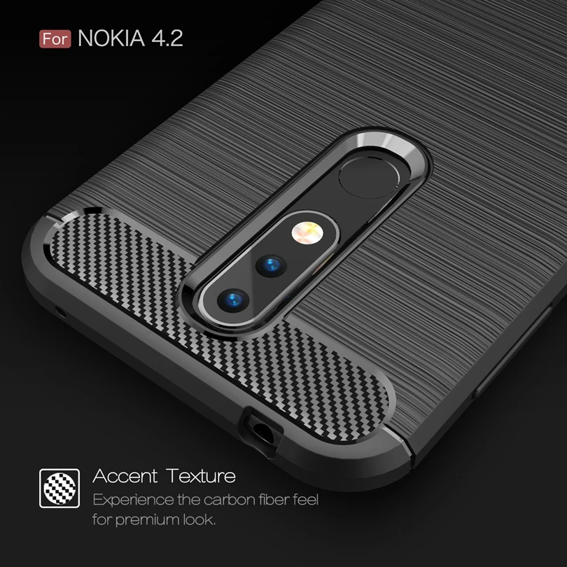 Чехол из углеродного волокна для Nokia 4 2/Nokia4.2 противоударный мягкий ТПУ матовый