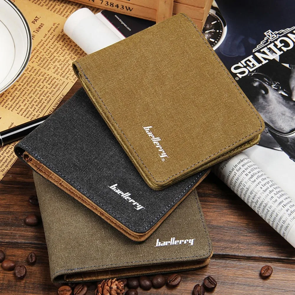 Mens Luxury Brand Purses and Wallets Hot Canvas Bifold Leather Wallet