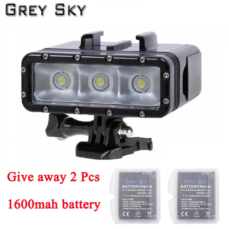

Go Pro Diving flashLight lamp LED Flash Video Light For GoPro Hero 5 4/3+,SJCAM SJ4000 sj 4000 Xiaomi Yi 4k 2 camera accessories