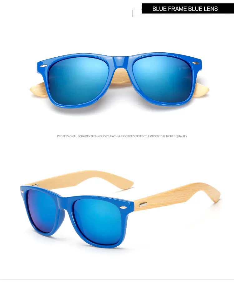 WarBLade Bmaboo солнцезащитные очки для женщин и мужчин деревянные ретро солнцезащитные очки с вогнуто-выпуклыми линзами de soleil femme marque de роскошная винтажная - Цвет линз: blue blue