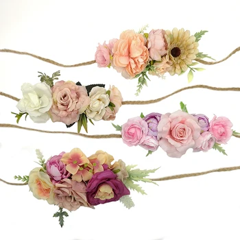 

Tieback Flower Crown Headband 4Colors Linen Rope Baby Belt Photography Props Baby Girls Hair Accessory Kidocheese