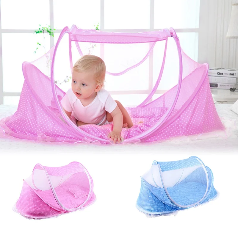 

New Summer Baby Crib Netting Foldable Infants Mosquito Nets Insect Nets Bed Mattress Pillow Three-piece Suit Bedding Netting