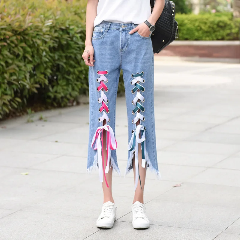 Loose Irregular Open Sleeves Spliced By Lace Ripped Bottom