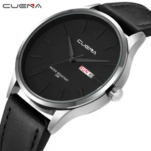 CUENA Men's Watches Analog Quartz Wrist Watch Men Waterproof Luxury Brand Fashion Black Male Clock Leather Strap Wristwatch 2018 CUENA Men's Watches Analog Quartz Wrist Watch Men Waterproof Luxury Brand Fashion Black Male Clock Leather Strap Wristwatch 2018