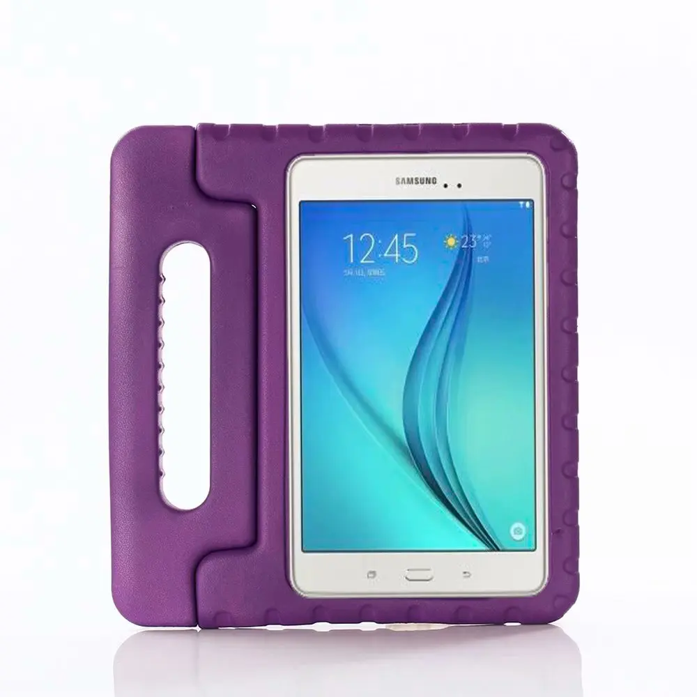 Фиолетовый Дети Ручка Стенд чехол для Samsung Galaxy Tab A 8,0 T387 SM-T387 релиз планшет противоударный EVA пенное покрытие Funda+ Flim+ ручка - Цвет: Фиолетовый