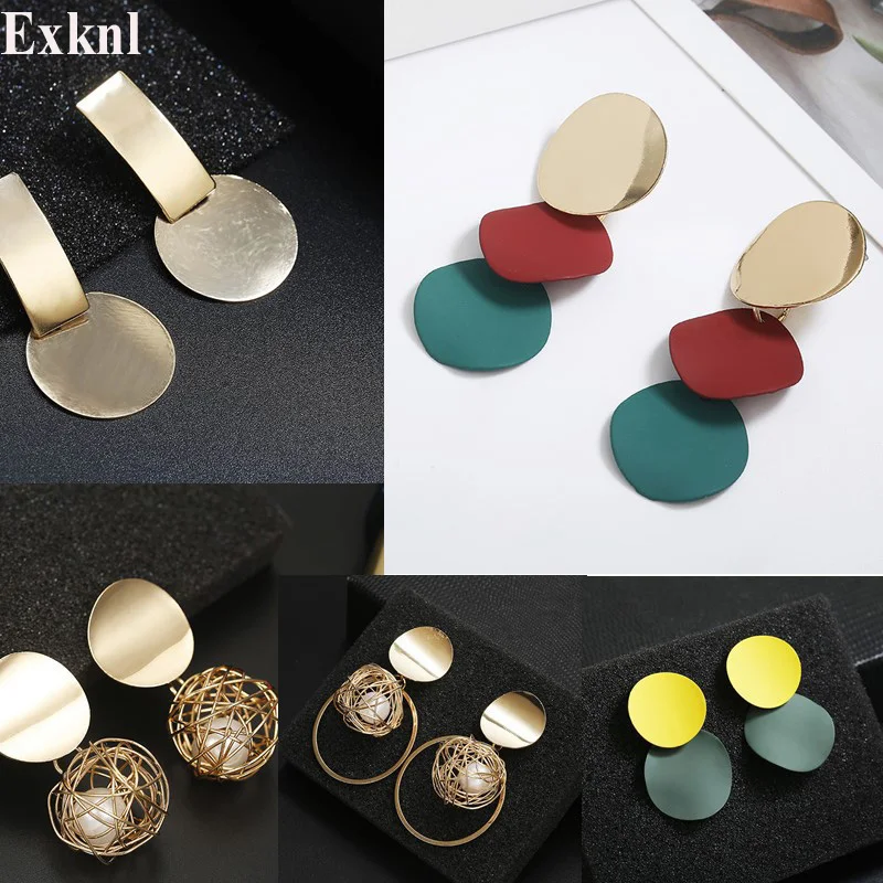 Модные крупные серьги Exknl 2019 большие геометрические для женщин длинные висячие