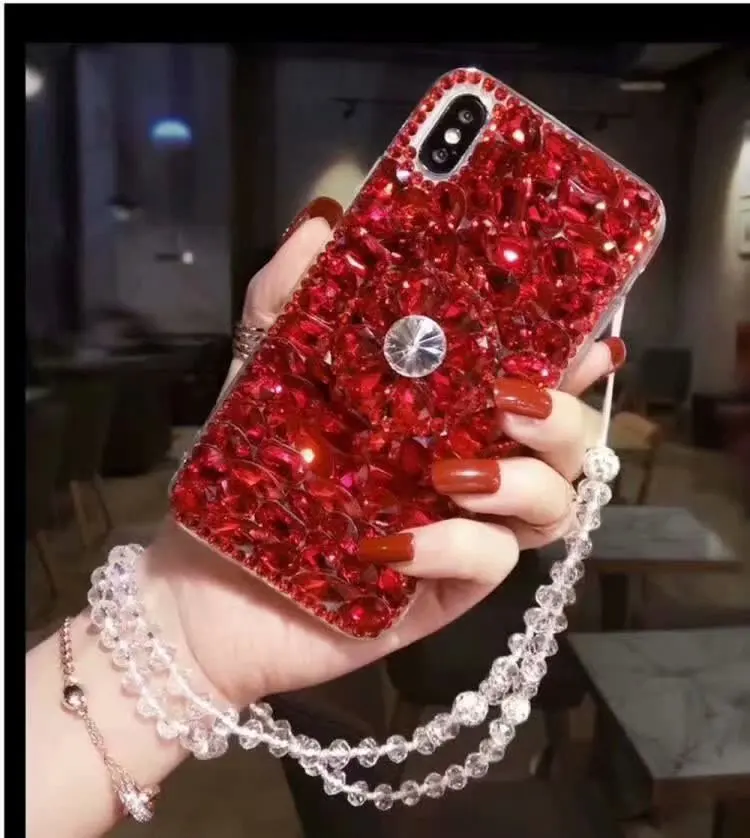 Red Чехол для телефона со стразами чехол для iPhone 7 8 6 6s X Plus XR XS MAX 3D Кронштейн чехол для iPhone XS MAX Чехлы для iPhone7 Coque - Цвет: Red