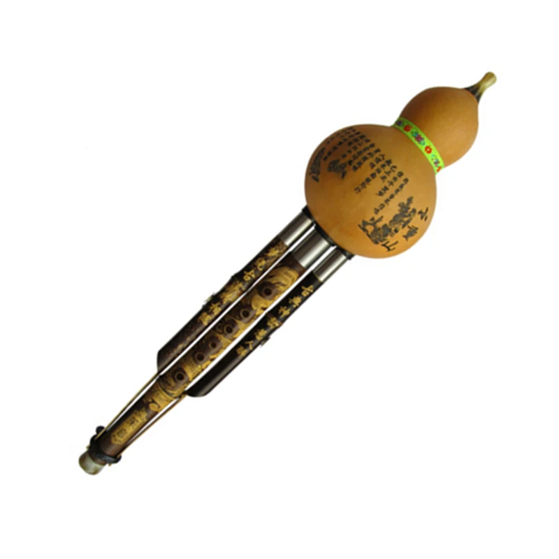 ThreeTone Hulusi Flute Black Bamboo Double PIPE C&bB Key Gourd Flauta
