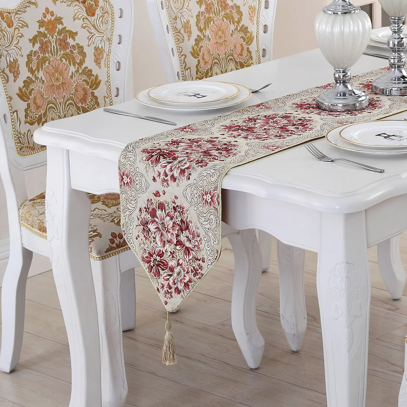 210cm European Luxury Fashion Simple Table Runners Gold Embroidered Bed