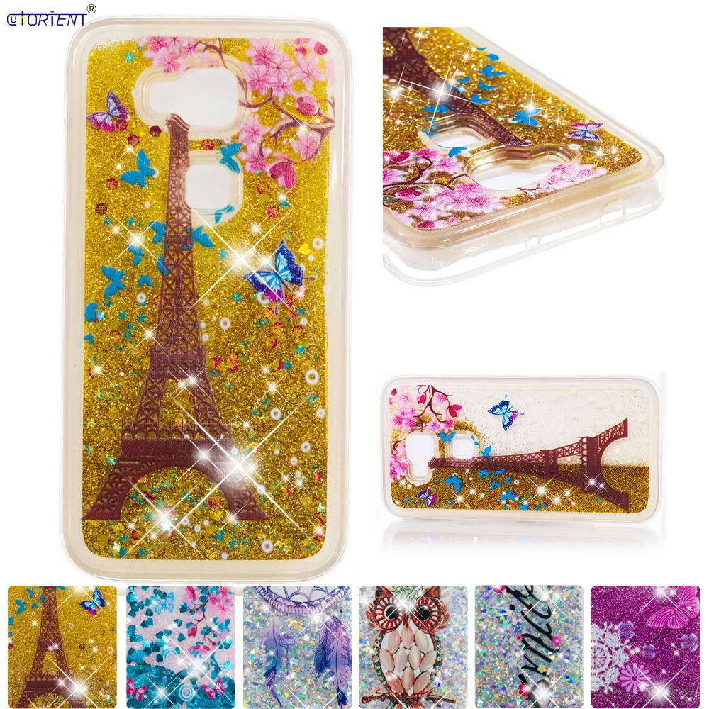 

For Huawei G8 Bling Cute Cover for Huawei GX8 Glitter Dynamic Liquid Case RIO-L01 RIO-L03 Soft Silicone Bumper Cases RIO L01 L03
