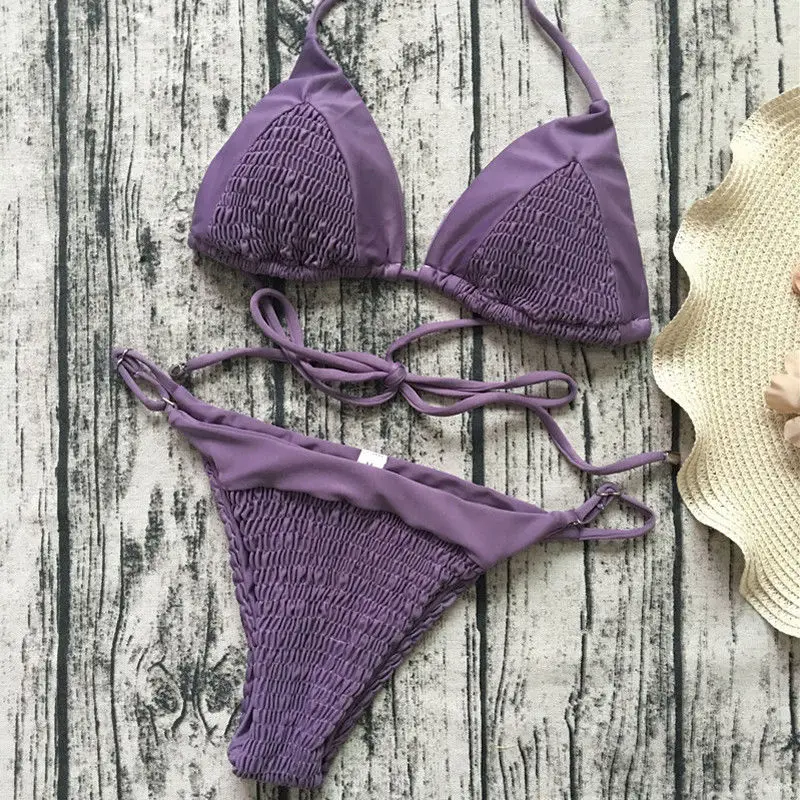 Clearance Sale 2018 Bikinis Set Bandage Folds Women Swimwear Push up