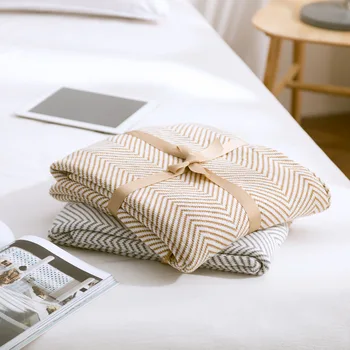 

Home Decorative Throw Blanket Coverlet Shawl Cotton Yarn Knitted Sofa Throw Couch Plane Portable Travel Blankets