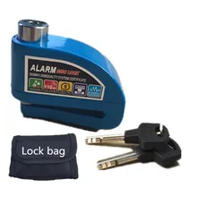 Free Shipping 2017 new motorcycle alarm lock bike lock security anti-theft lock moto disc brake lock +bag