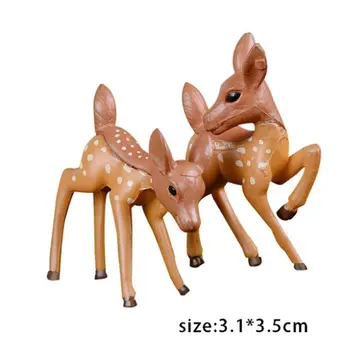 

2Pcs/Set Artificial Mini Sika Deer Fairy Garden Miniatures Gnomes Moss Terrariums Resin Crafts Figurines For Home Decoration