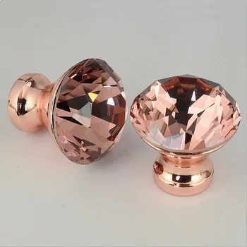 

12pcs Diameter 30mm Crystal Cabinet Drawer Dresser Door Knob DIY Rose Gold Cupboard Wardrobe Pull Handle Knobs For Furniture