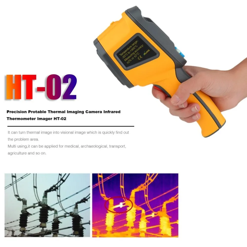 

Precision HT-02/HT-175 Thermal Imaging Handheld Infrared Camera Thermometer -20 to 300 Degree with High Resolution Color Screen