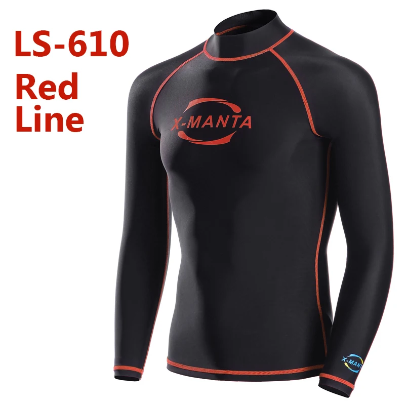 С длинным рукавом Upf 50+ рашгарды для мужчин Боди костюмы Подводное плавание дайвинг куртка кожа анти-УФ одежда серфинг спортивная одежда гидрокостюм - Цвет: Red line