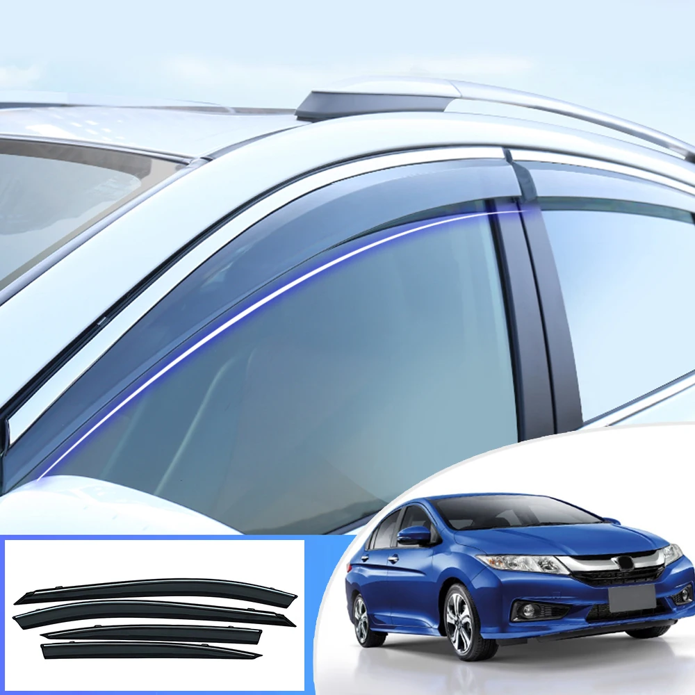 

ABS Car Smoke Window Sun Rain Visor Deflector Guard For Honda City 2009 2010 2011 2012 2013 2014 Accessories 4PCS