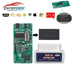 Супер Мини elm327 V1.5 Wifi 25K80 OBD2 Elm 327 v1.5 OBD 2 Автомобильный диагностический инструмент автоматический сканер Elm-327 адаптер obd-ii Бесплатная доставка