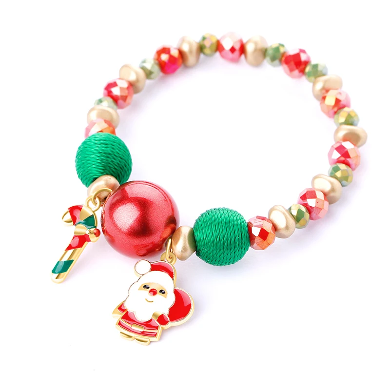 

Christmas bracelets bead Stone Christmas tree ornaments Decorative ball bracelet for daughter bell socks Donut elk bracelet snow
