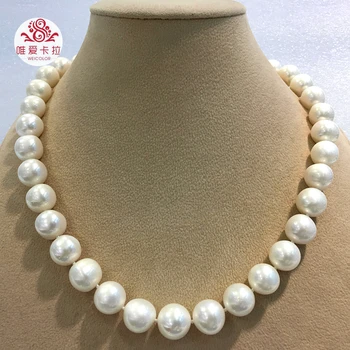 

Pretty ,Classic, And Cheap For 12-13mm Big Nearround White Natural Cultured Freshwater Pearl Necklace, Best Gift For Mothers!