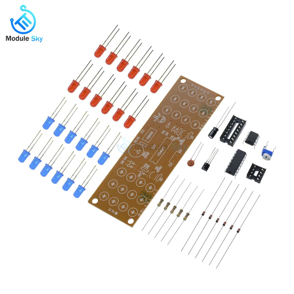 

Red Blue Double Color Flashing Lights Kit Strobe NE555 + CD4017 Practice Learning DIY Kits Electronic Suite
