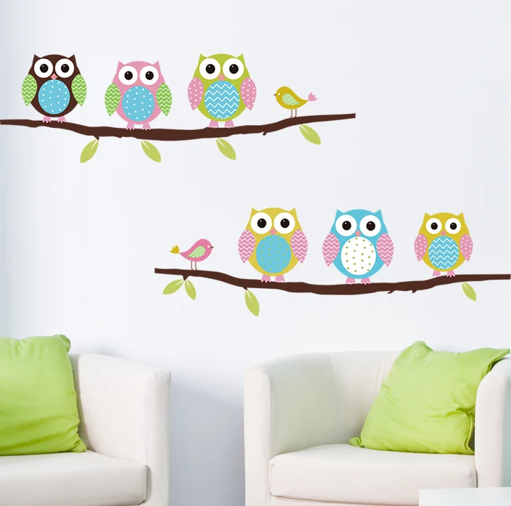 Animal cartoon owl DIY Vinyl Wall Stickers For Kids Rooms Home Decor Art Decals 3D Wallpaper decoration adesivo de parede