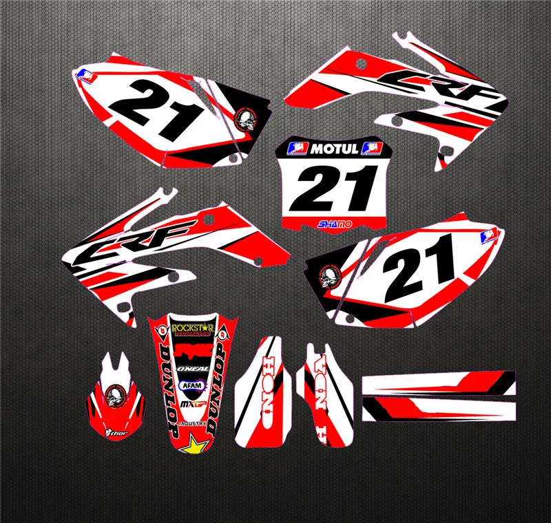 CRF450R 2005 2020 CRF450 индивидуальная Глянцевая графическая наклейка для Honda Fit CRF250R 2004