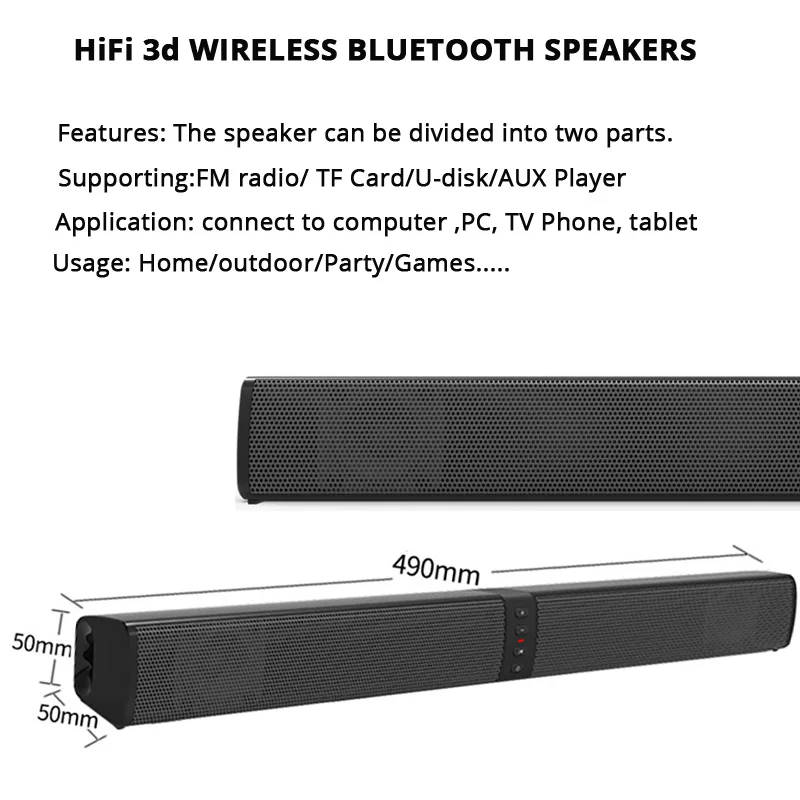 Bluetooth звуковая панель ПК ТВ 20 Вт колонки компьютеры 2 1 USB AUX Mp3 музыкальный плеер Boom