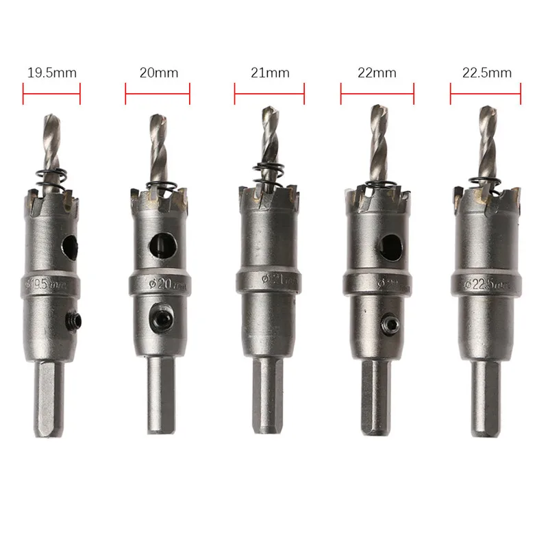 5Pcs Tungsten Steel Tip Drill Boring Bit Hole Saw Set Metal 19.5/20/21