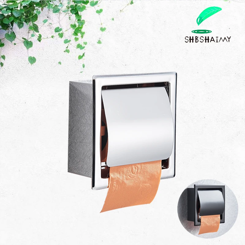 

SHBSHAIMY Chrome Wall Mounted Toilet Paper Holder Stainless Steel Bathroom Roll Tissue Paper Rack With Cover