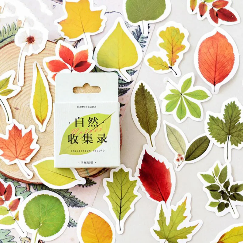 

46Pcs Green Plant Autumn Mini Paper Sticker Decoration DIY Ablum Bullet Journal Diary Scrapbooking Label Sticker Stationery Fall