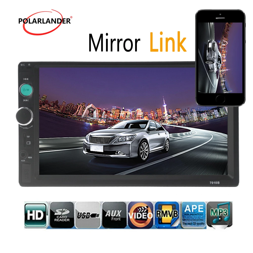 7 Inch 2 DIN Car Radio MP5 MP4 Player Touch Screen Bluetooth HD Rear font b