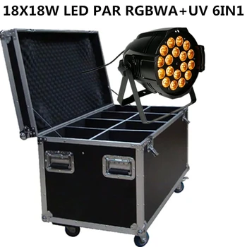 

8pcs / RGBWA+UV 6IN1 18X18W LED PAR Light+Flight Case/ disco lights, par led stage professional dj equipment LED wash light